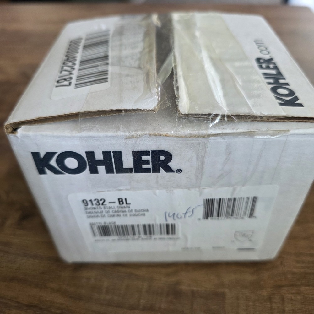 Kohler K-9132-BL Round Shower Drain with Gasket, Matte Black NEW IN BOX